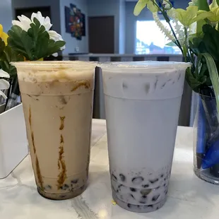 two iced coffees