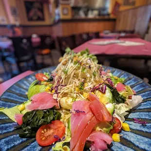 Sashimi, avocado salad