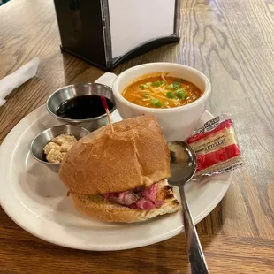  a sandwich and soup