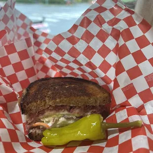 Take 5 Reuben - best Reuben I&apos;ve ever had the pleasure of eating! (Pictured: one half of the Reuben)