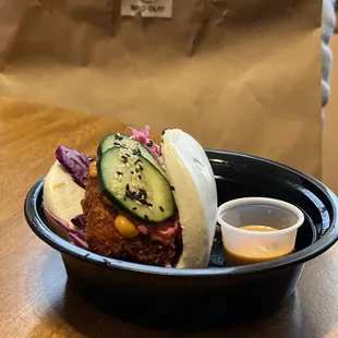 Crispy Spicy Aioli Chicken Bao of deliciousness