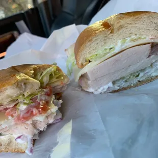 a sandwich cut in half