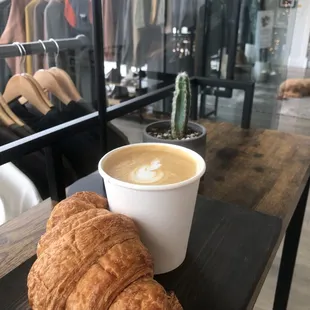 Croissant and Oat Milk Vanilla Latte