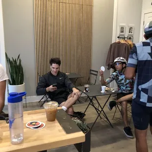 Bikers drinking coffee