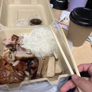 Roast duck and Hong Kong milk tea