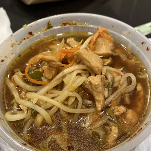 Chicken Noodle Soup with egg noodle   medium is hot and hot is too hot!