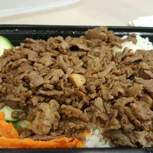 Garlic beef over rice. Tasty!