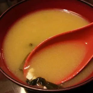 Miso soup is good... tofu are not massive chunks like other places