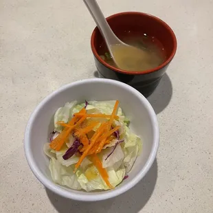 Miso soup and salad
