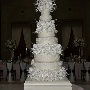 10 tiered wedding cake with gum paste flowers
