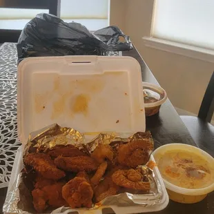 Hot wings and shrimp