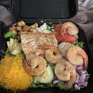 Salmon and Shrimp salad