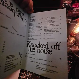 Menu as of April 2024