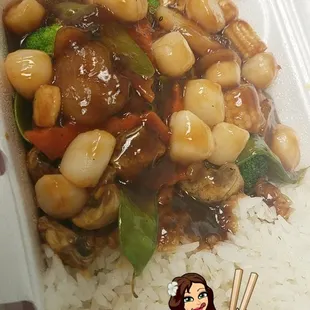 Scallops and mixed veggies - delicious