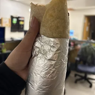 The size of this burrito is huge, and all the flavors were amazing!