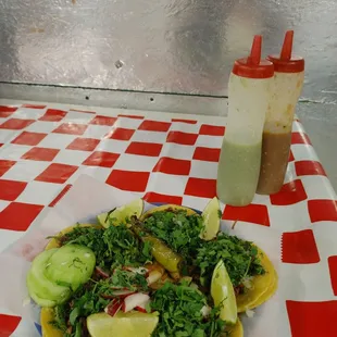 a plate of food and a drink