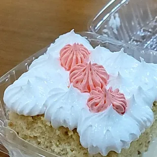 a piece of cake in a plastic container