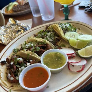 Asada and pastor tacos