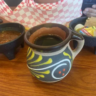 Café and chips and salsa