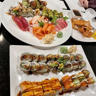 Sushi, sashimi, and chicken katsu