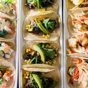 Tacos Galore; organic/gluten free ingredients wrapped in handmade tortilla (every single tortilla is handmade just as you order)