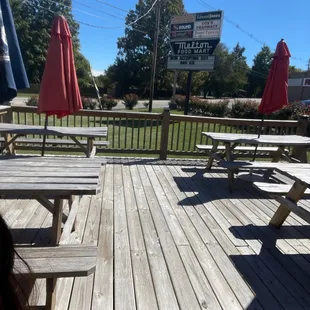 Outside eating area.