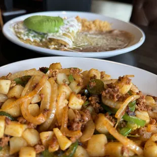 Lunch Enchiladas (add avocado) 
Mexican Potatoes (add chorizo)