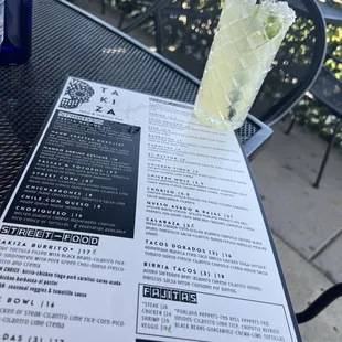 Menu + skinny margaritas