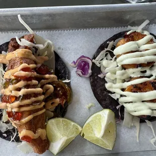 Fish and shrimp tacos