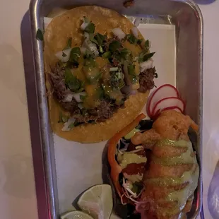 Barbacoa and Chile Relleno tacos