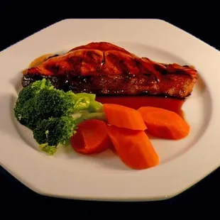 Salmon Teriyaki  Pumice Char Rock Grilled Salmon Filet