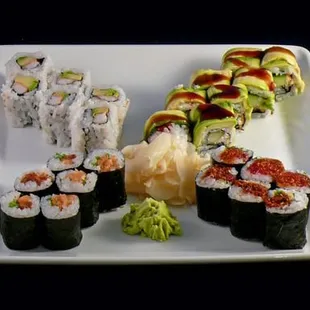 California Roll, Dragon Roll, N.Y Roll, Spicy Tuna Roll