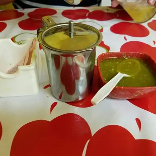 Homemade salsa and the cream for your coffee