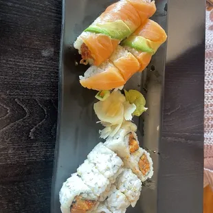 Top pictured is the Rainbow Roll
