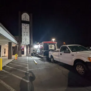a truck parked in a parking lot