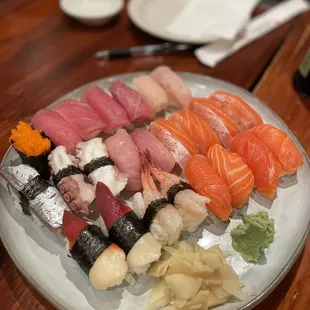 a plate of sushi on a table