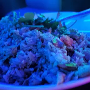 Fried rice with mushrooms and shrimp
