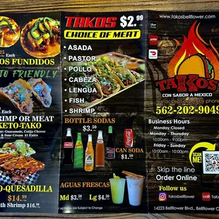 Menu as of March 2023