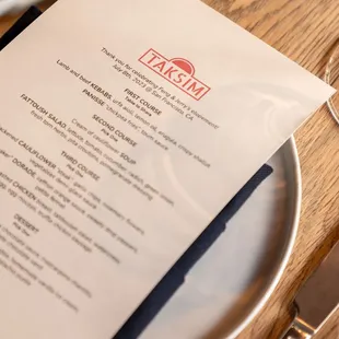 Private Dining Menu