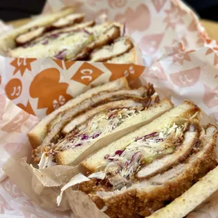 Ton-Katsu Sando - pork panko katsu, were home made shokupan, karashi mustard mayo, shredded cabbage, and house sauce