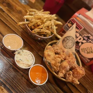 Karage chicken and furikake fries