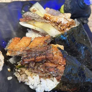 Salmon skin hand roll