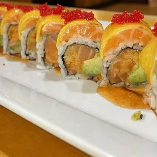 a variety of sushi rolls