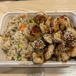 Chicken and shrimp hibachi with rice