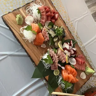 sashimi, sushi, sushi and sashimi, food