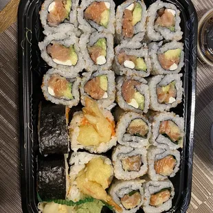 Sushi rolls, shrimp tempura