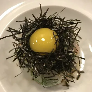 Calamari Pasta with Uni & Quail Egg