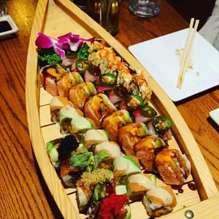 Dragon Roll, iPhone Roll, Spider Man Roll, Peace Roll and Candy Roll