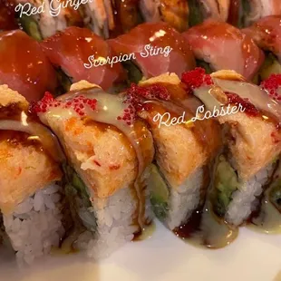 Red Ginger, Scorpion Sting Roll, Red Lobster Roll