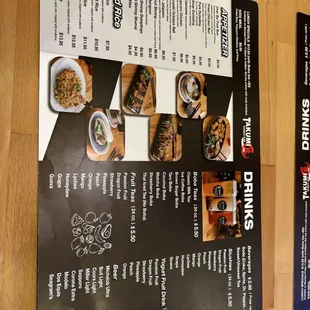 the menu and prices